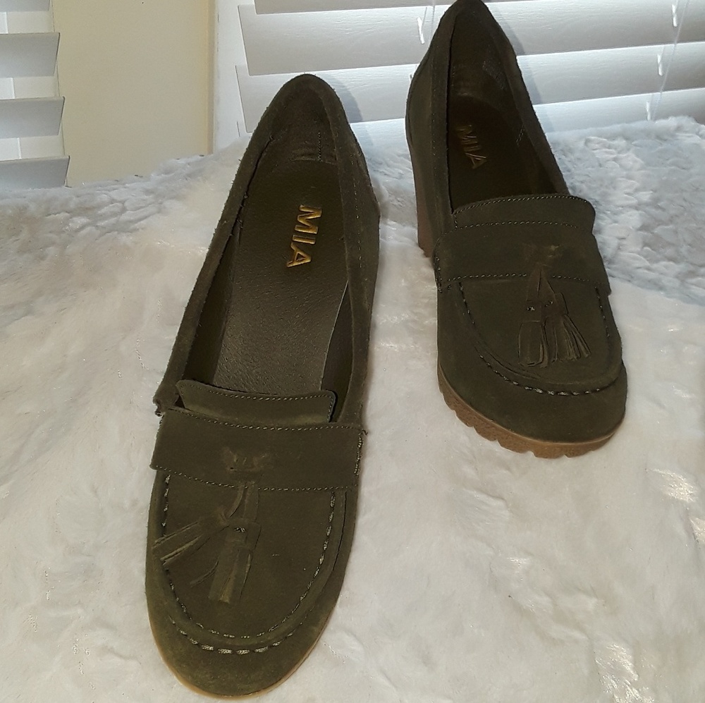 Ladies Mia Moss Green Wedges - Picture 3 of 6